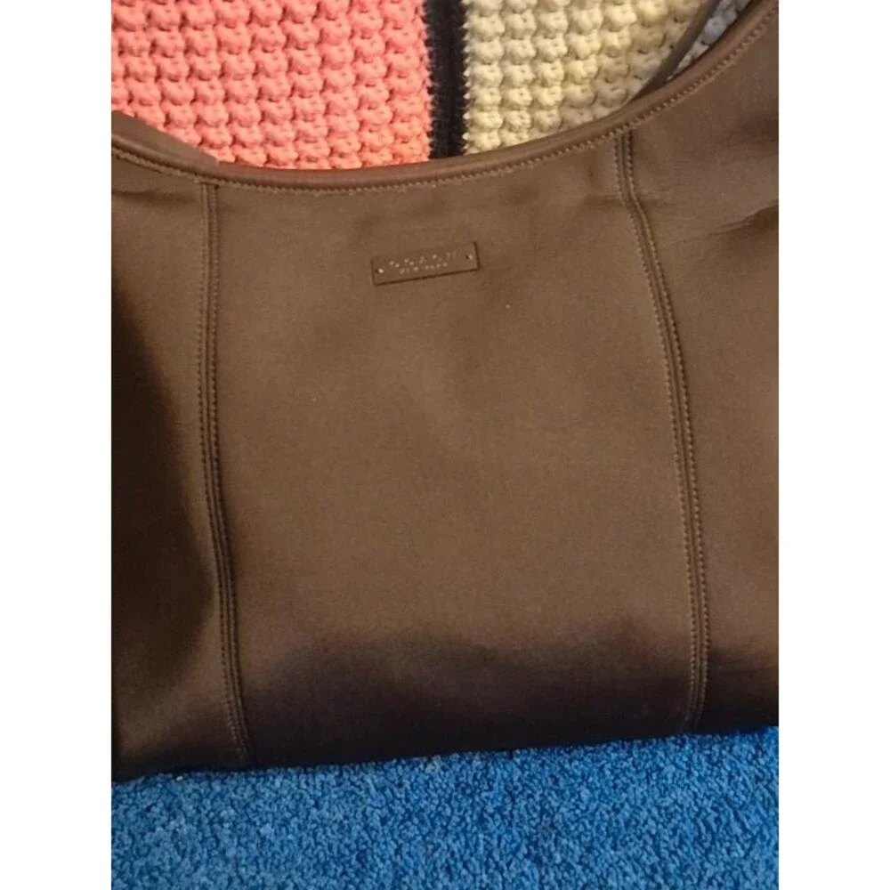 Vintage Brown Coach Neo Neoprene And Leather  Shoulder Bag